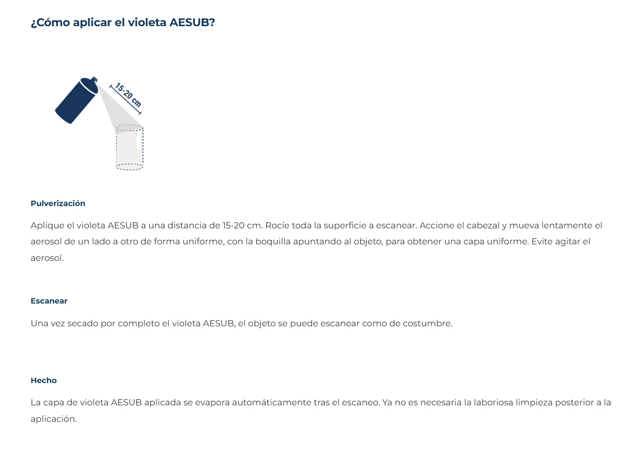 Laca transparente para escaneo 3d AESUB