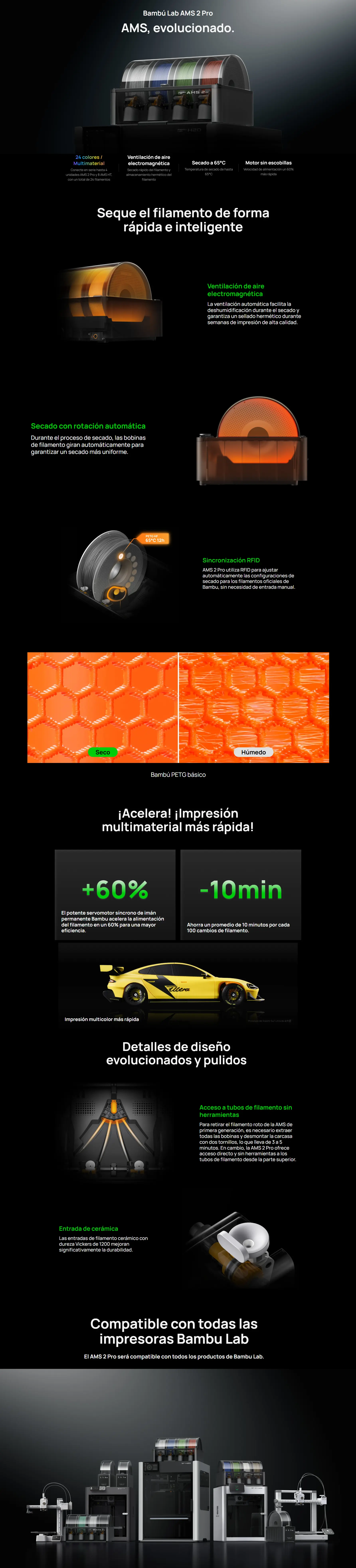 Sistema automático de materiales multicolor Bambu Lab AMS 2 Pro