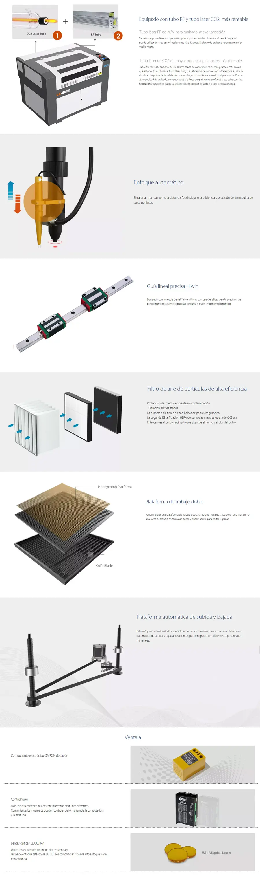  caracteristicas G-Weike LC1390 corte y grabado laser