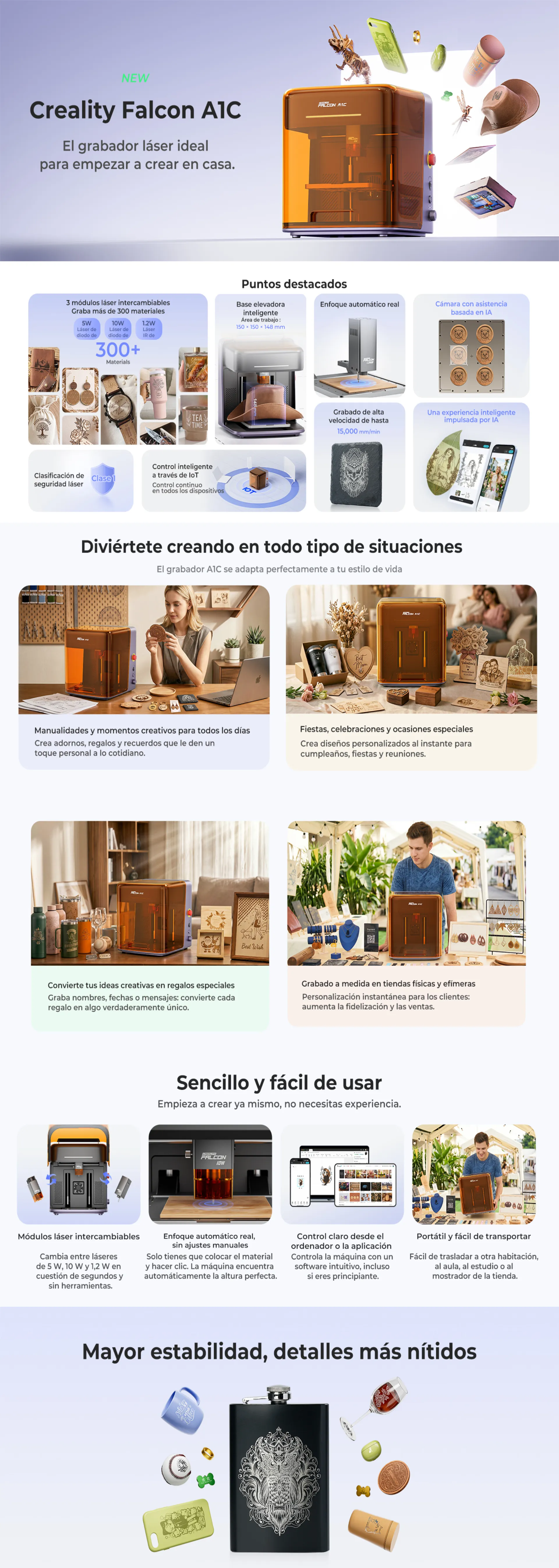 Creality Falcon A1C Grabador Láser con Cámara IA