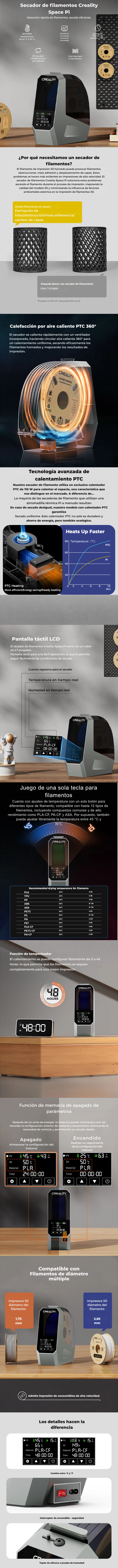 Secador de filamentos Creality Space Pi