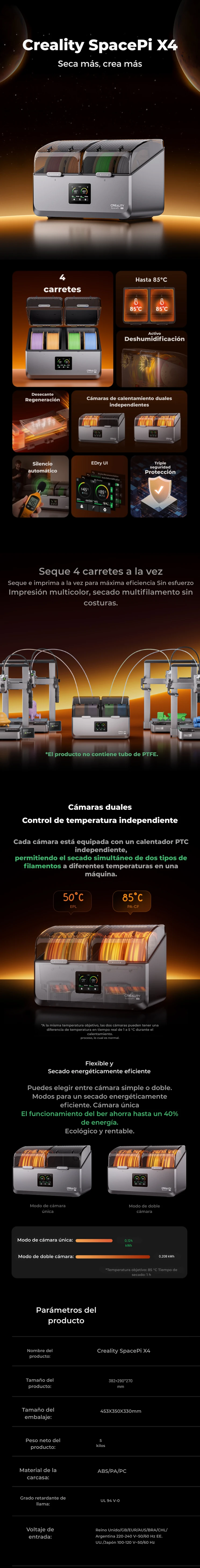 Secador de filamentos Creality SpacePi X4