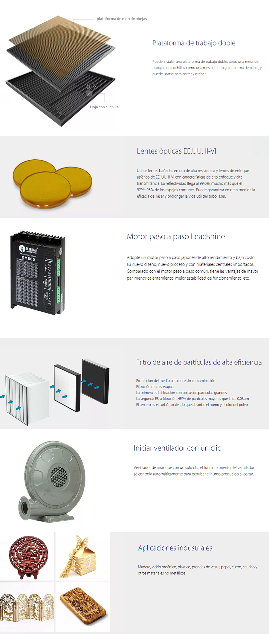  Caracteristicas principales maquina de corte y grabado laser G-wike LG900N