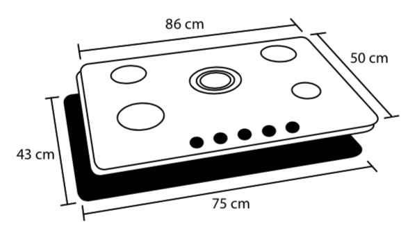 Estufa de Empotrar / Cubierta Inox de 90 cm Gas Natural