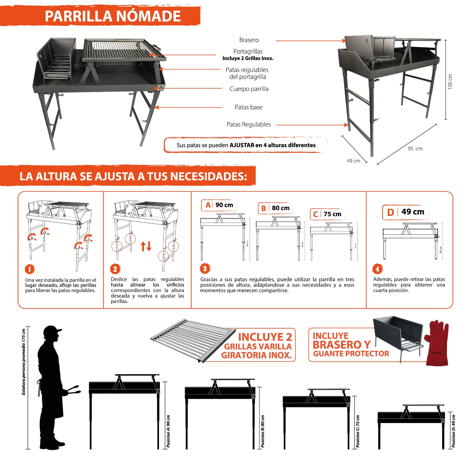 Medidas y especificaciones de la Parrilla Nómade