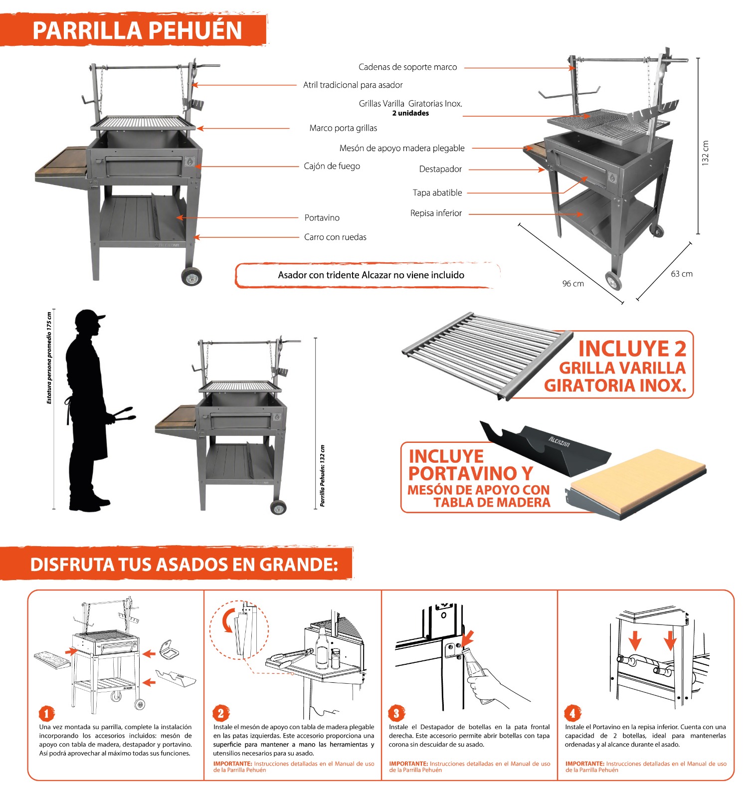 Infografía de medidas Parrilla Pehuén