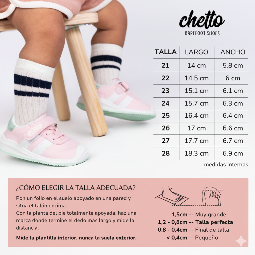 Calçado infantil barefoot em pele com sola fina e flexível, formato ergonómico e fecho fácil para primeiros passos