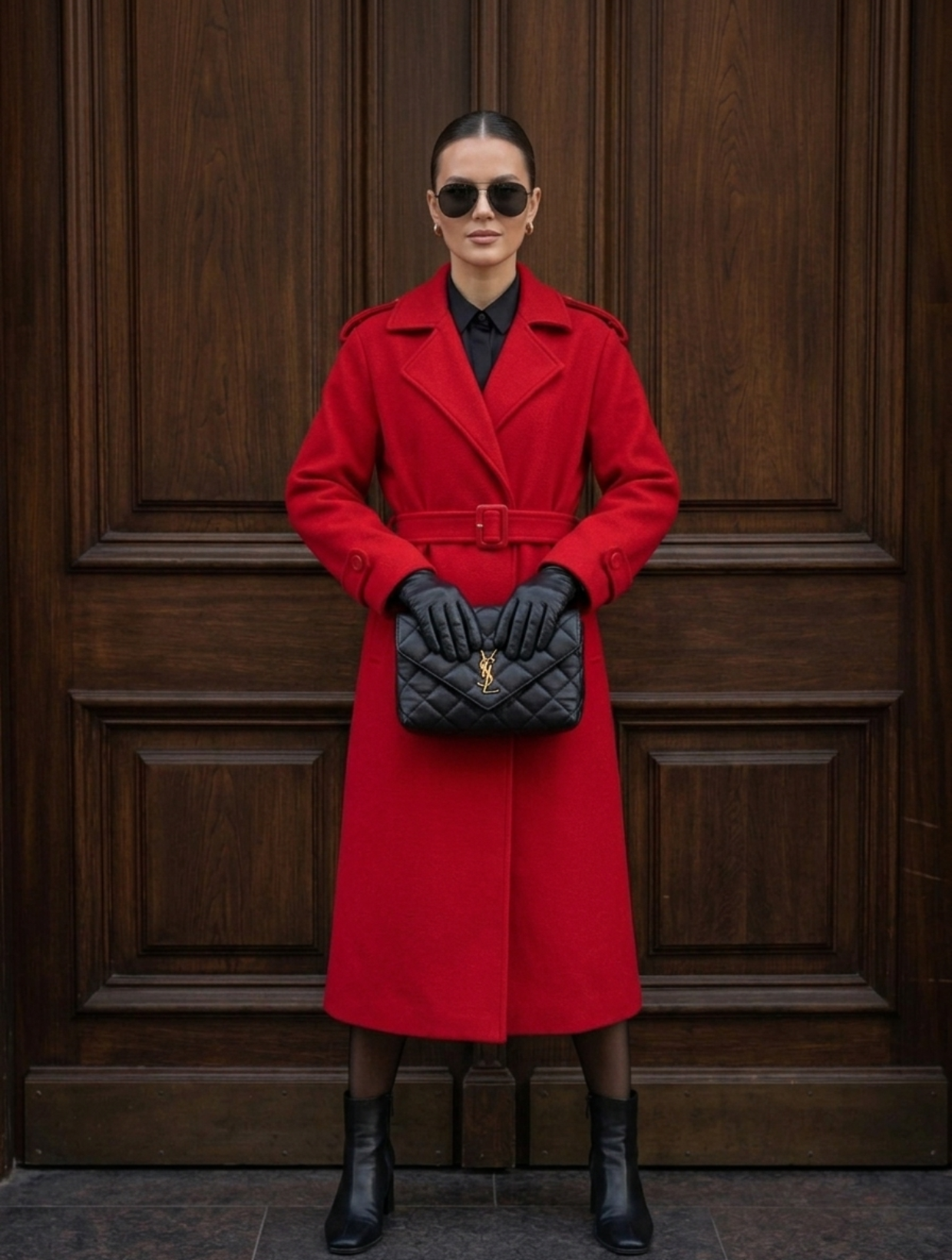 Abrigo largo rojo mujer estilo elegante sofisticado para invierno Chile