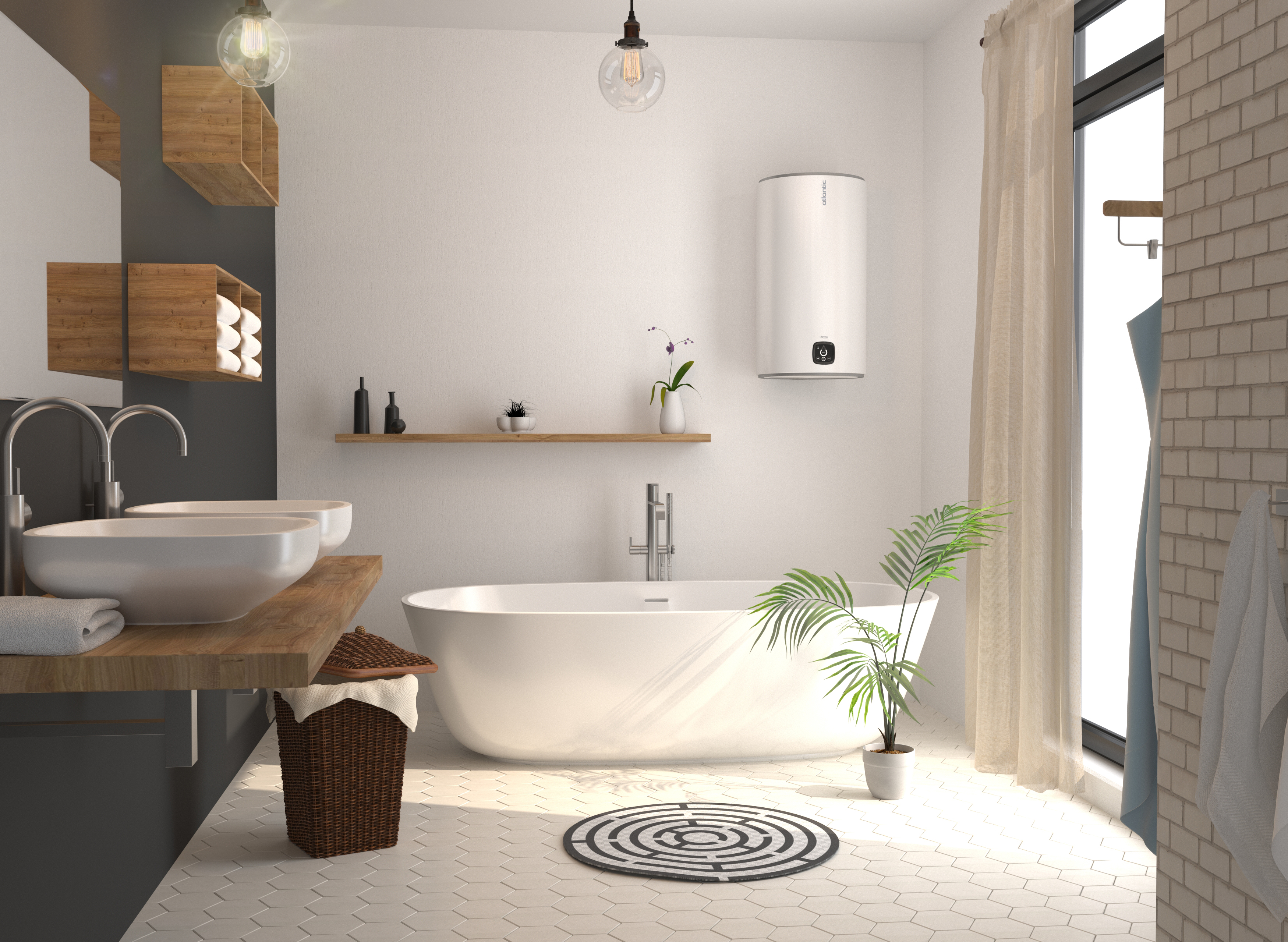 Estufa a pellet Bosca instalada en un living moderno
