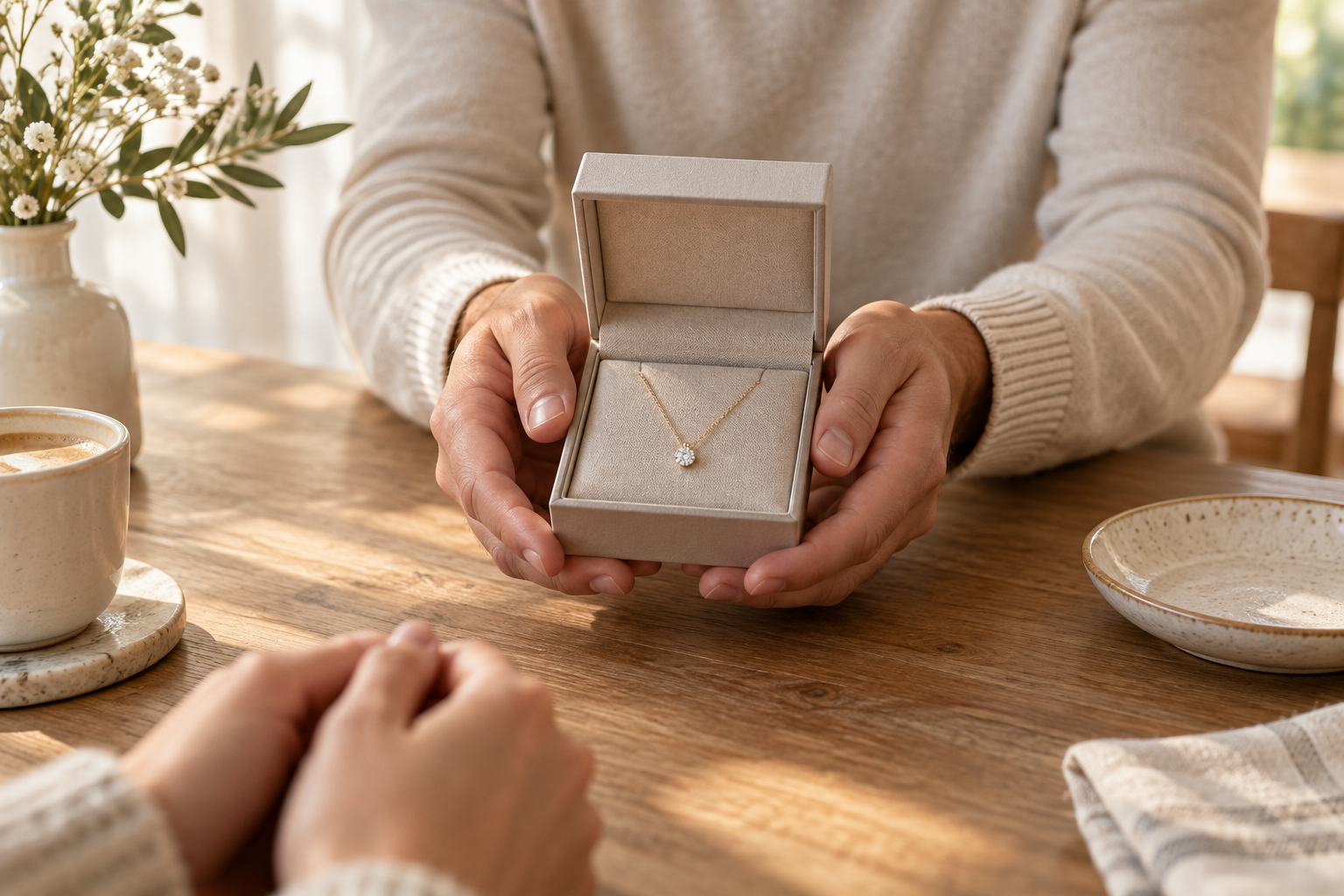 Persona probando un anillo delicado como idea de regalo