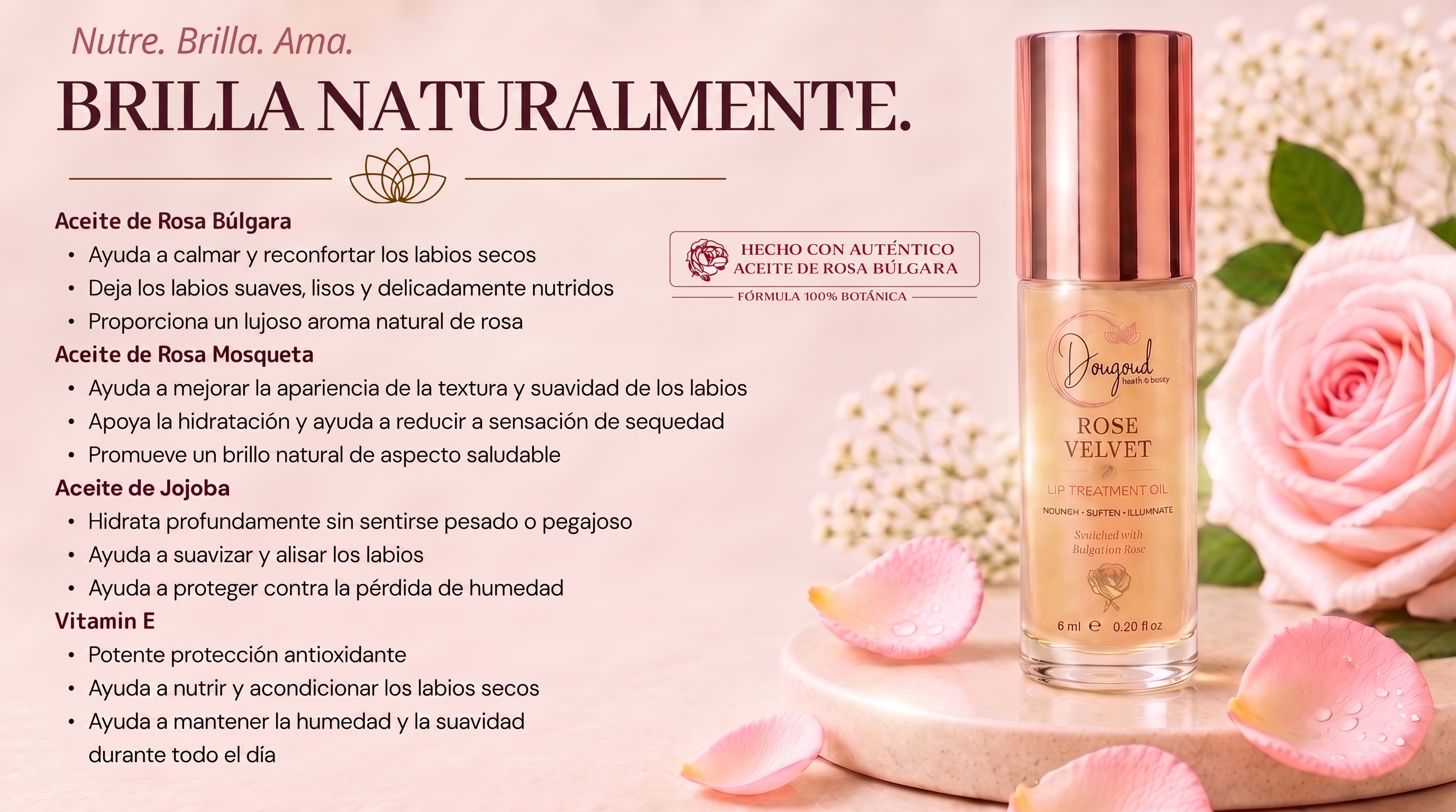 Rose Velvet Lip Treatment Oil en Español