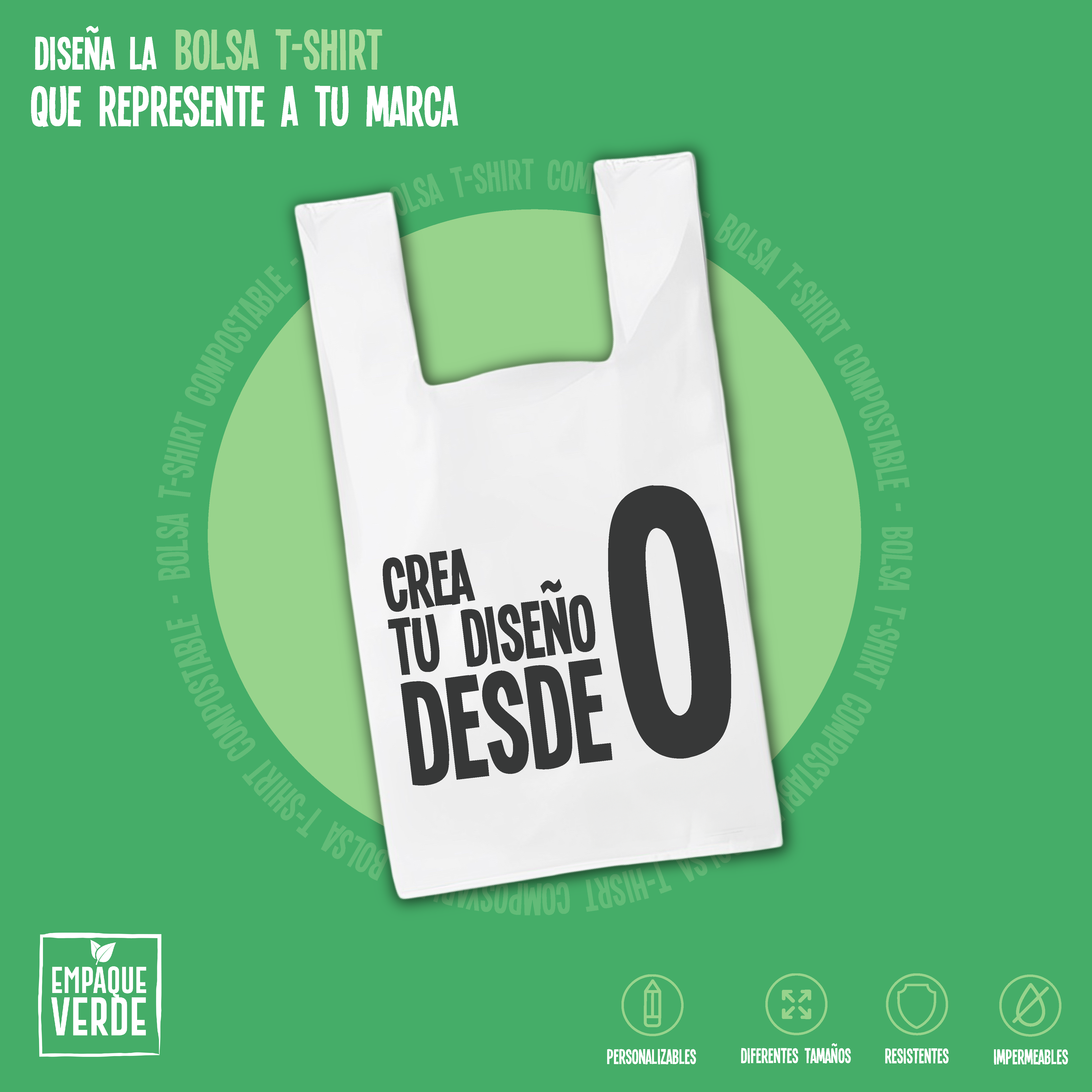Bolsas camiseta compostables personalizadas para comercio y retail