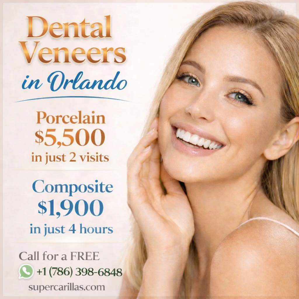 Dental veneers in Orlando with porcelain and composite options