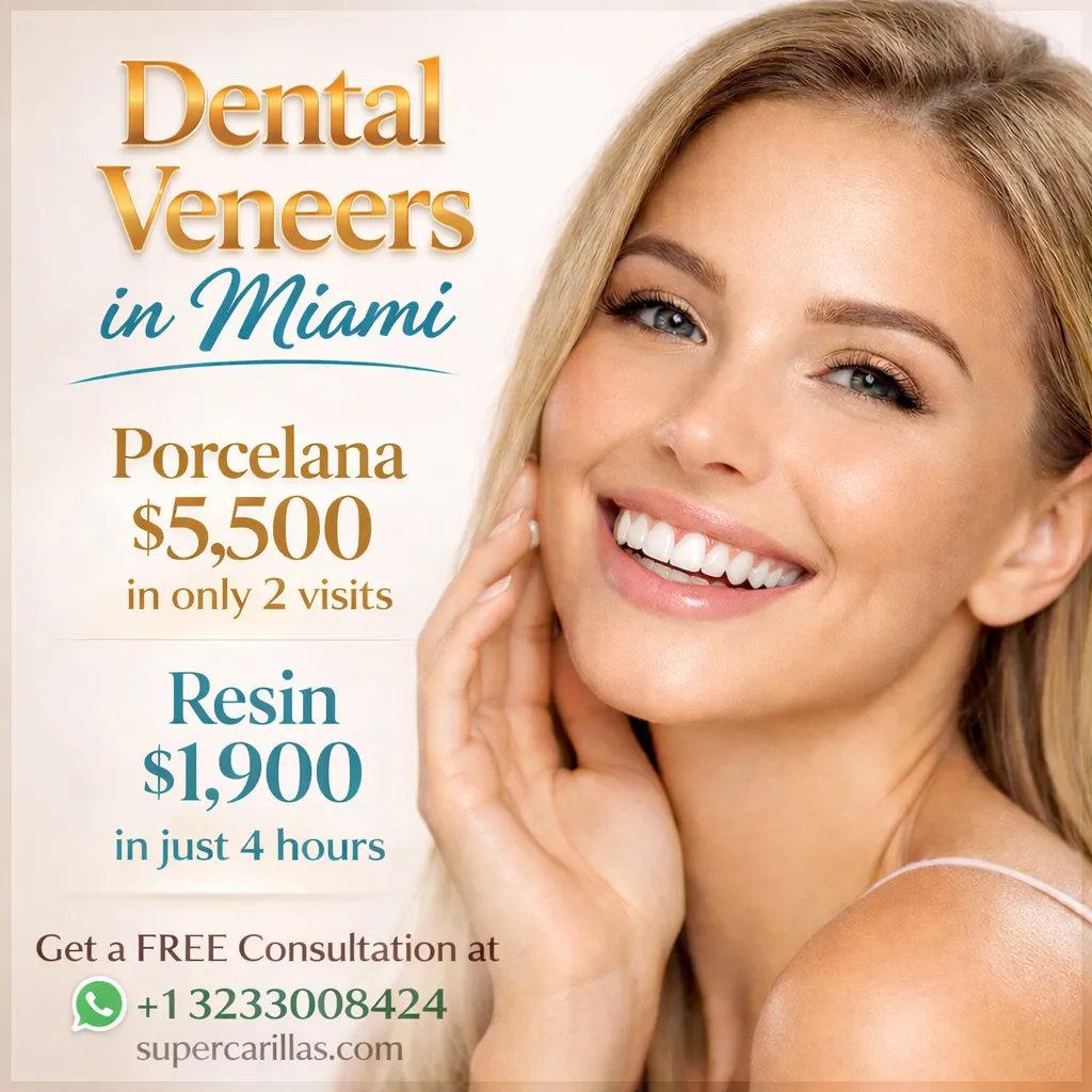 Dental veneer promotion Miami | SuperCarillas Dental veneers promotion in Miami (porcelain and resin)