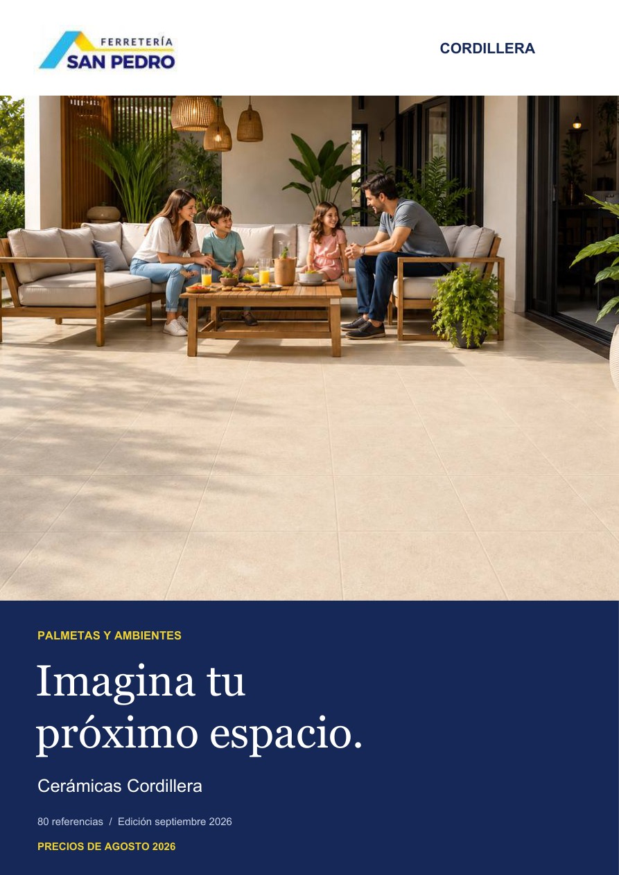 Portada del catálogo Cordillera: palmetas y ambientes de Ferretería San Pedro