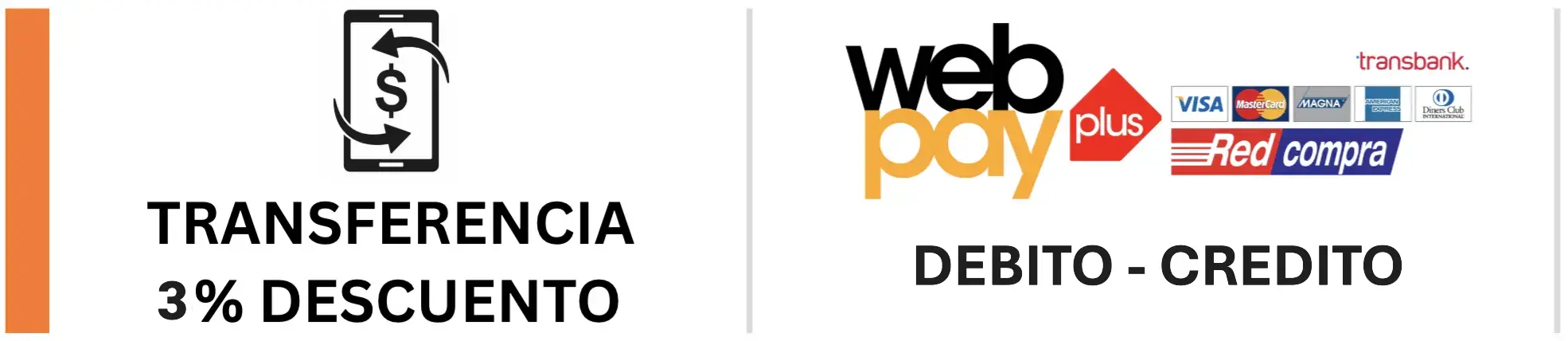 Descuentos por forma de pago: Mercado Pago, Transferencia y Webpay