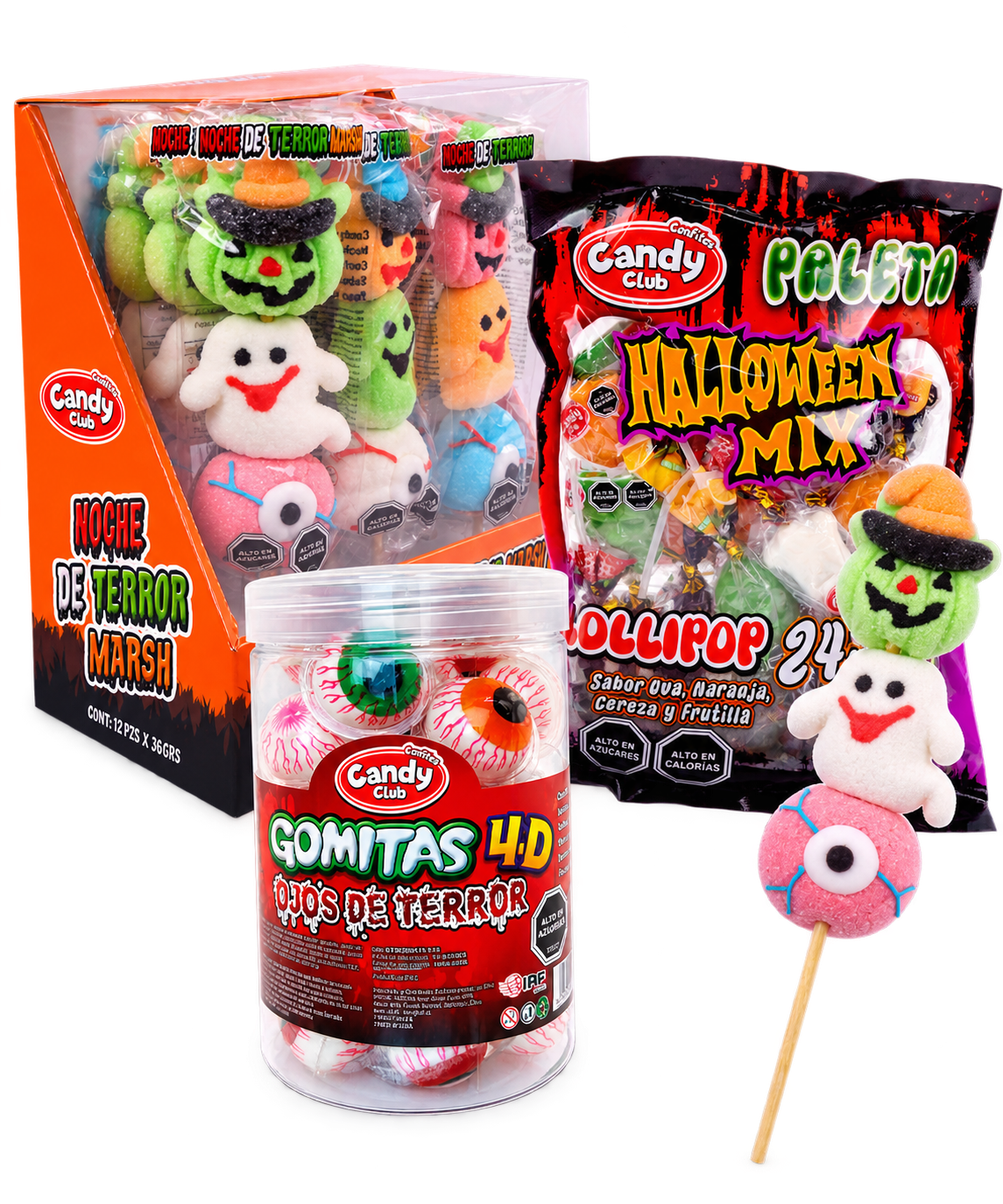 Marshmallows, gomitas y paletas Halloween Candy Club
