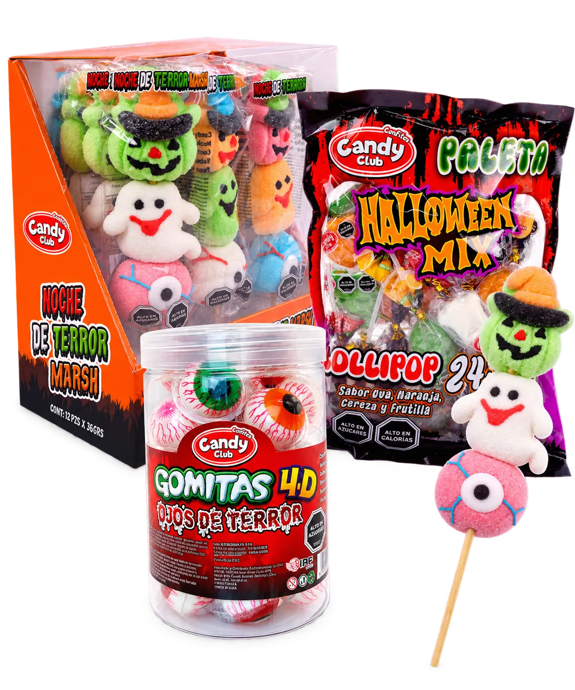 Marshmallows, gomitas y paletas Halloween Candy Club