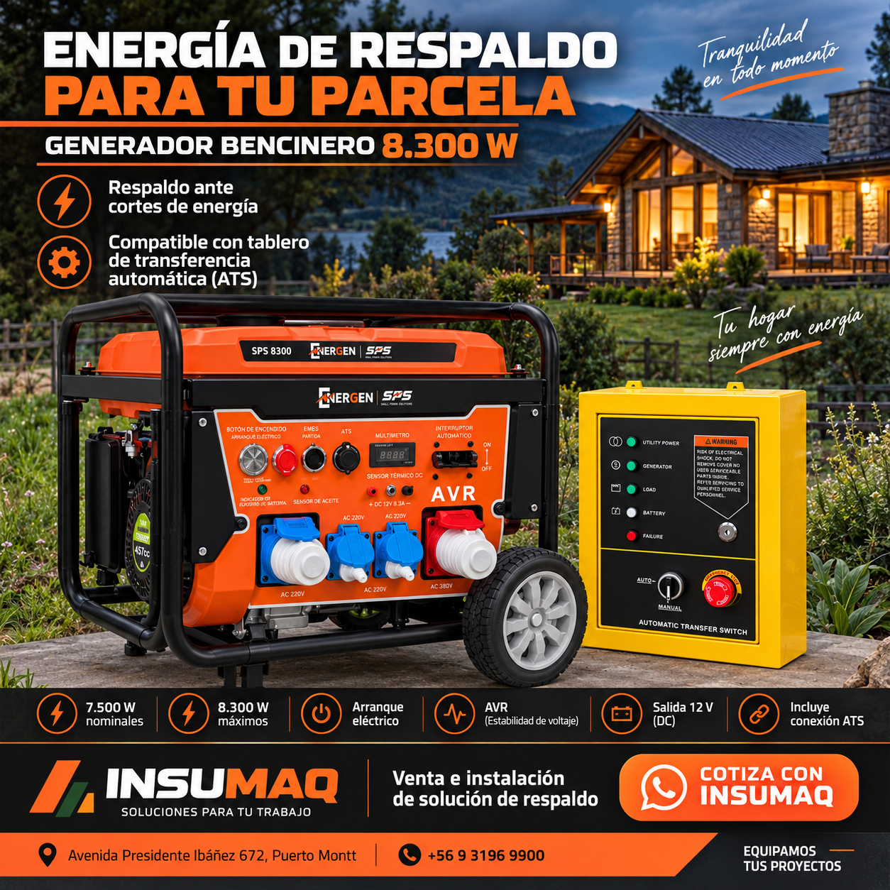 Generador Bencinero 8300W Insumaq