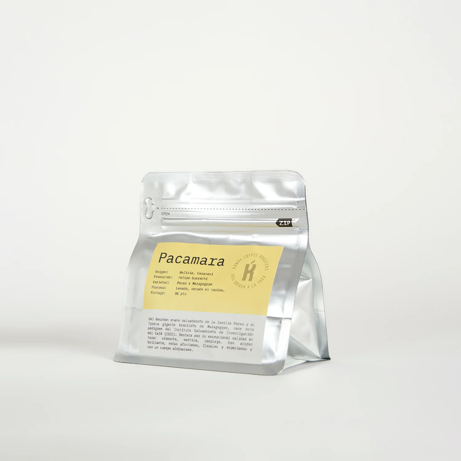 Envase de Pacamara 125 g, vista de perfil