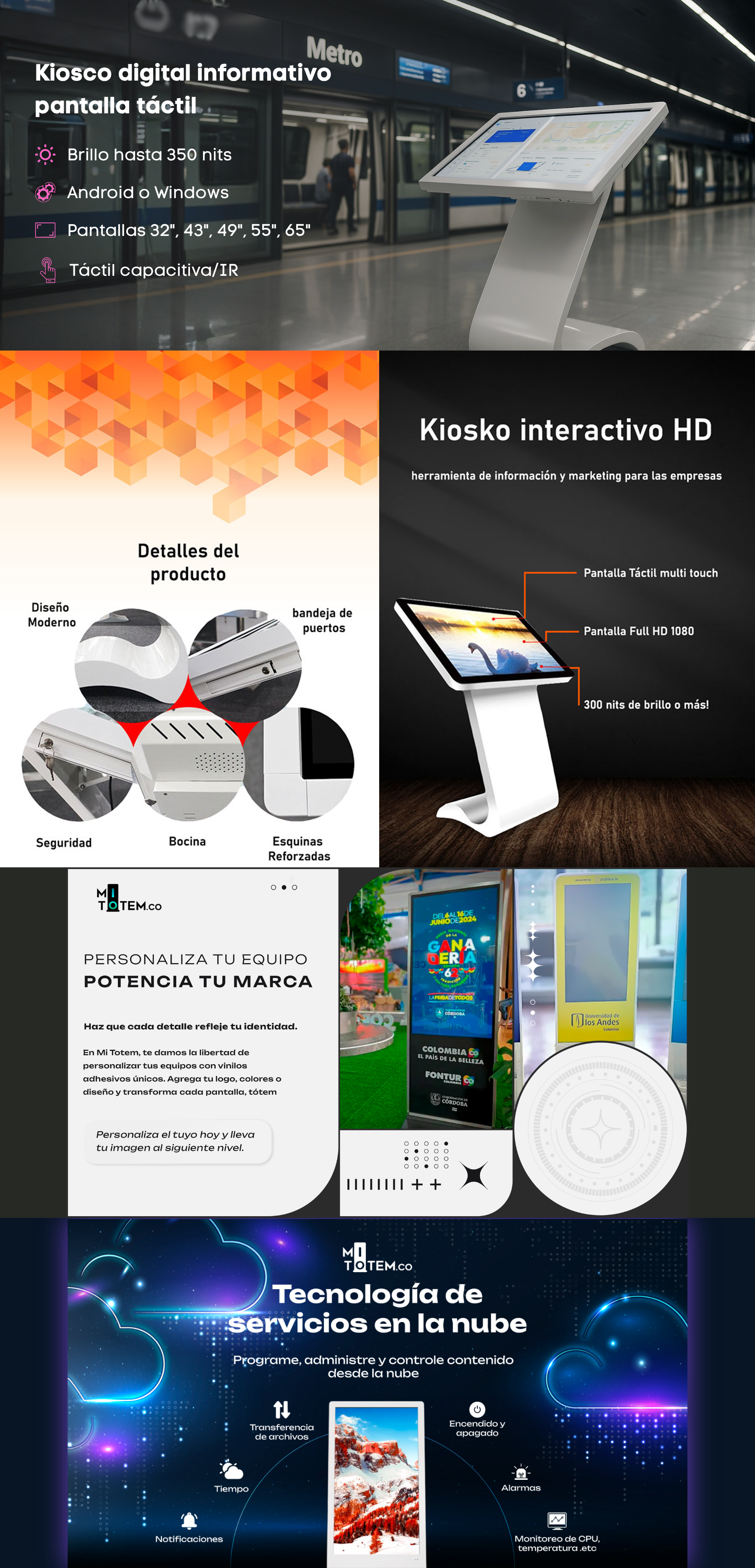 Kiosco digital informativo pantalla táctil-caracteristicas
