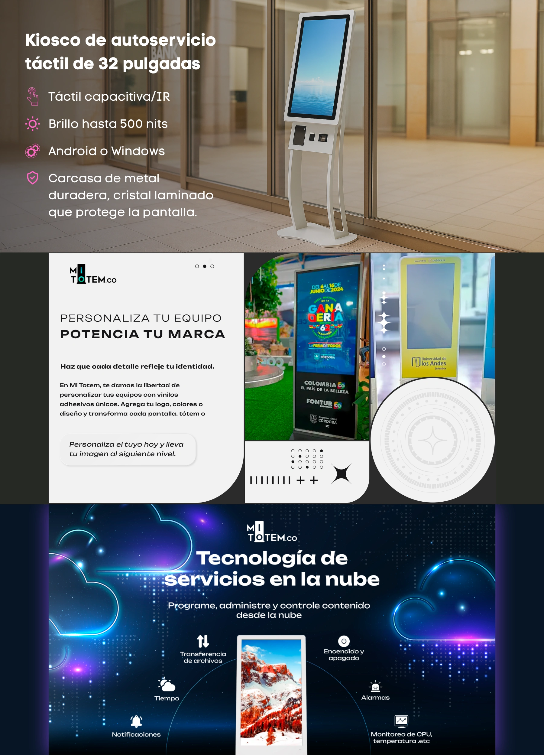 Kiosco de autoservicio táctil de 32 pulgadas-caracteristicas