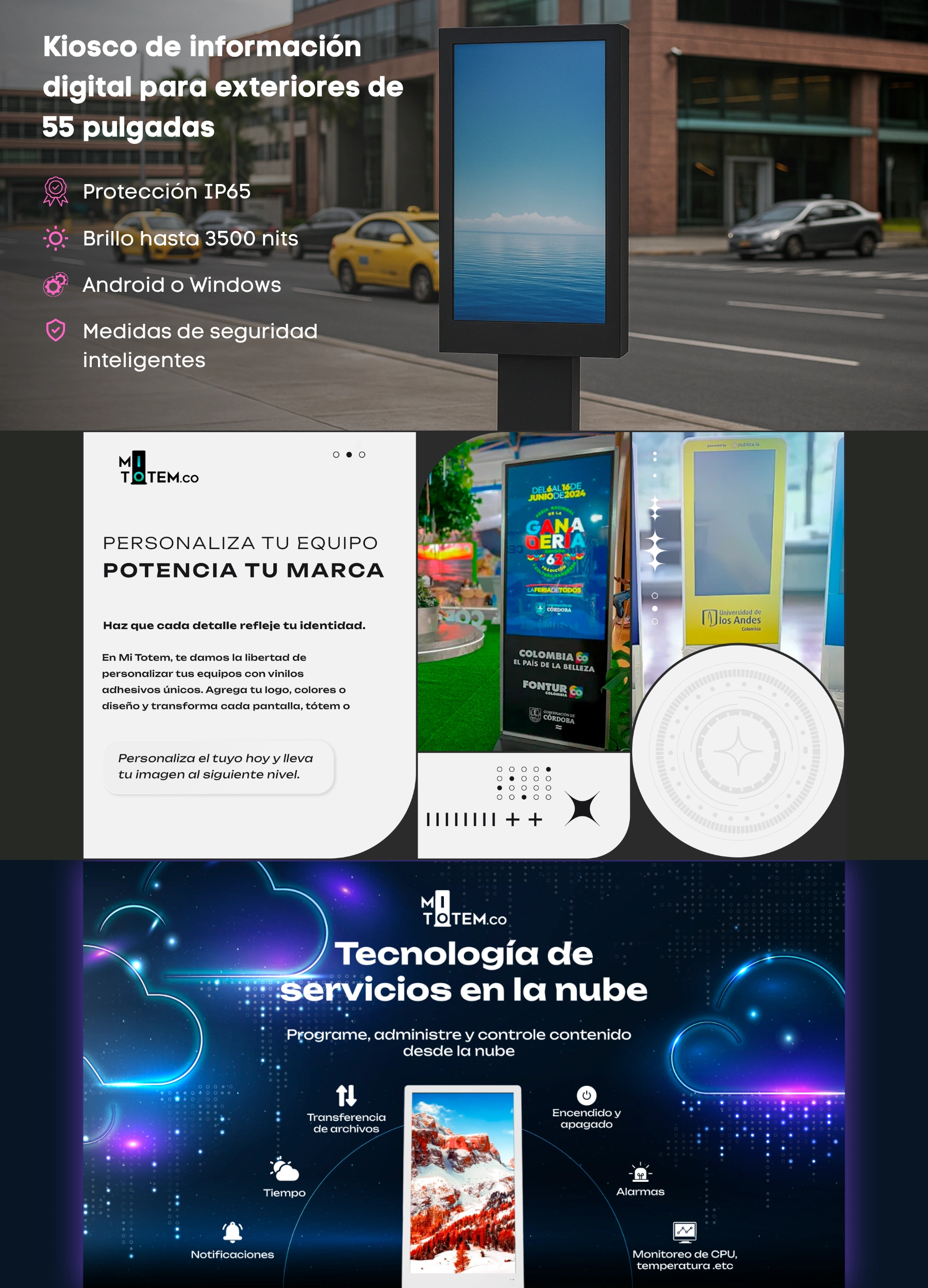 Kiosco de información digital para exteriores de 55 pulgadas-caracteristicas