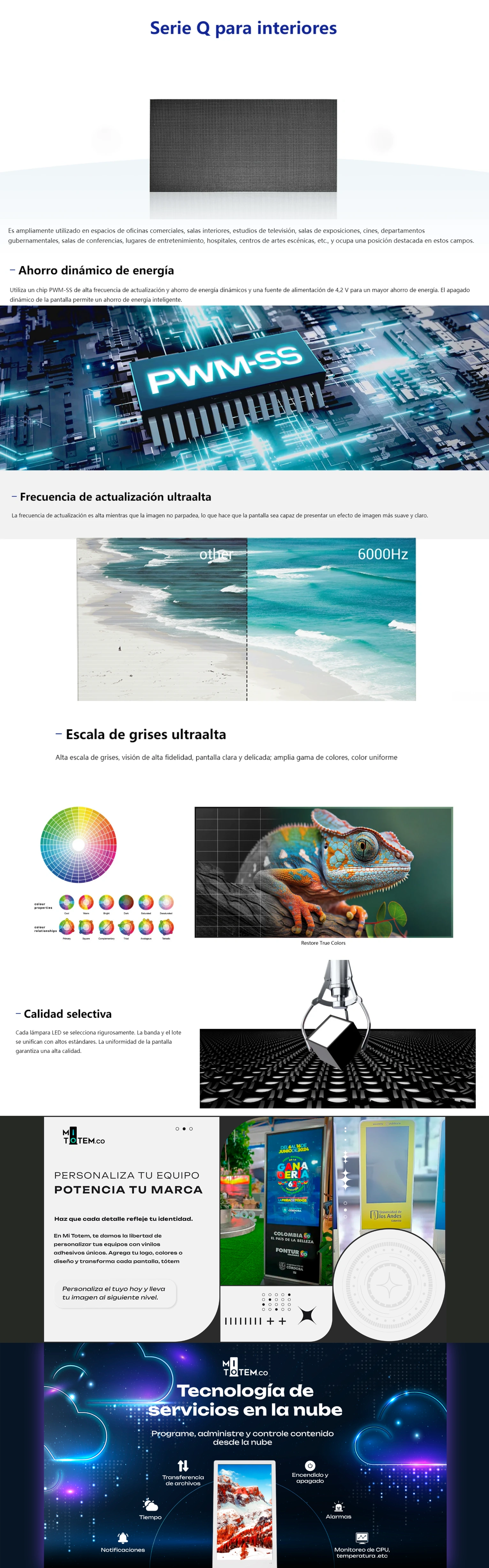 Tótem publicidad módulo LED a todo color para interiores-caracteristicas