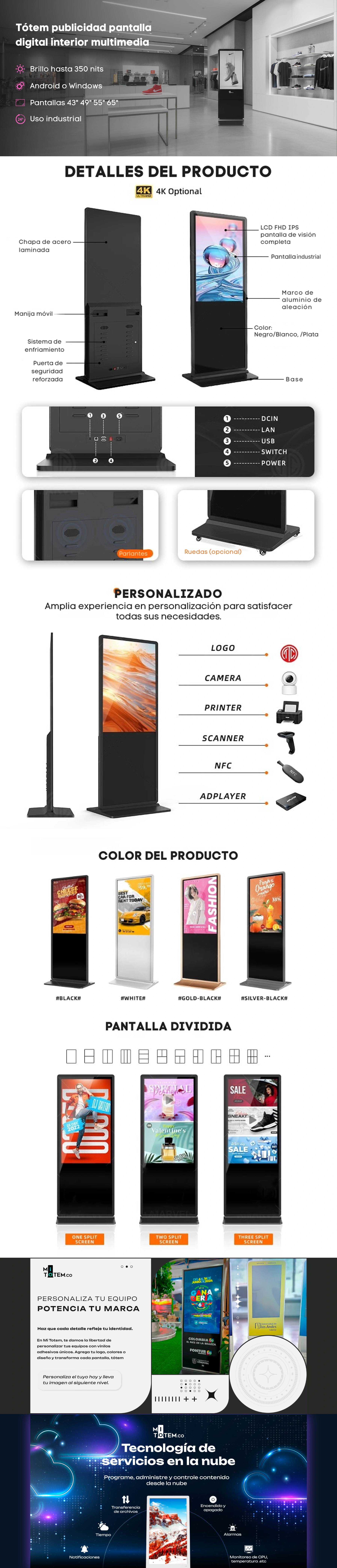 Tótem publicidad pantalla digital interior multimedia-caracteristicas