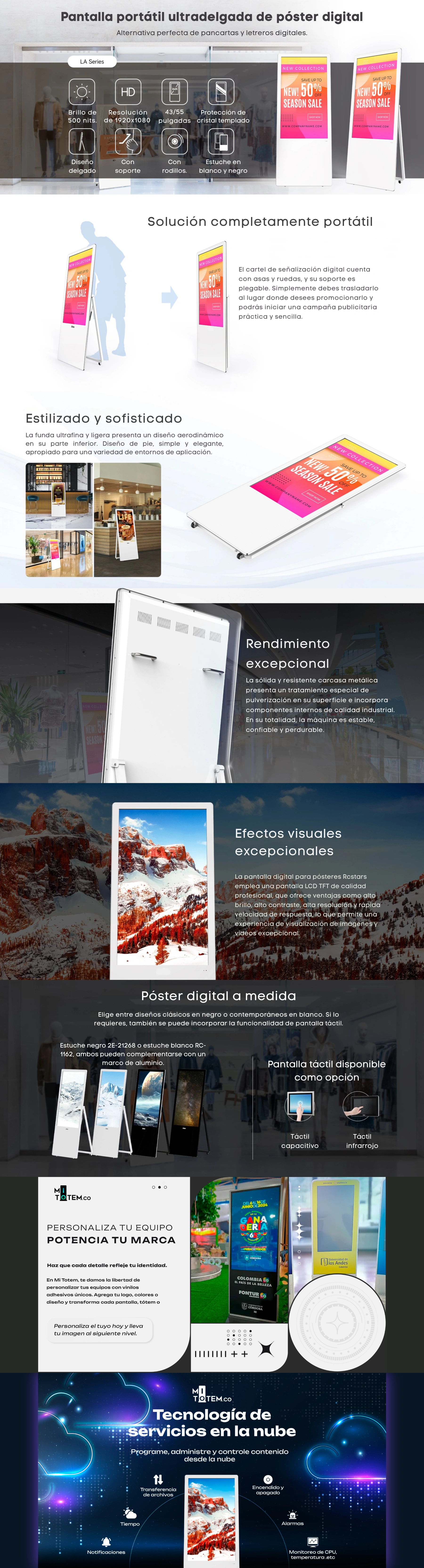 Totem de señalización digital con soporte plegable 43 pulgadas-caracteristicas