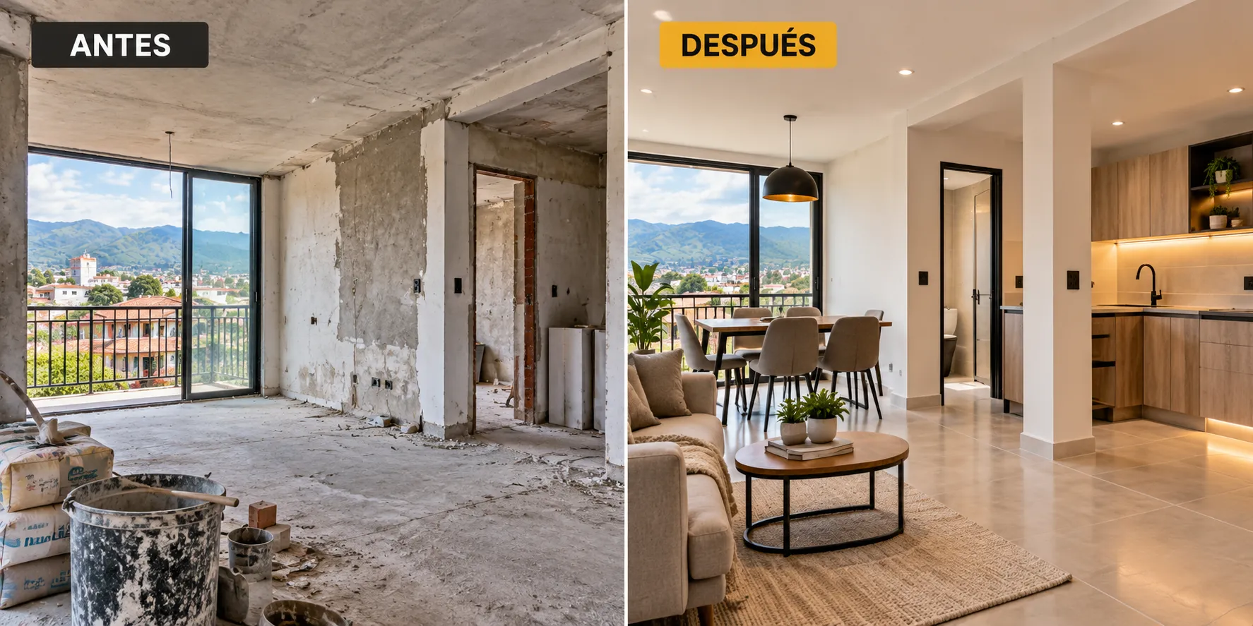Antes y después de una remodelación integral de vivienda en Popayán