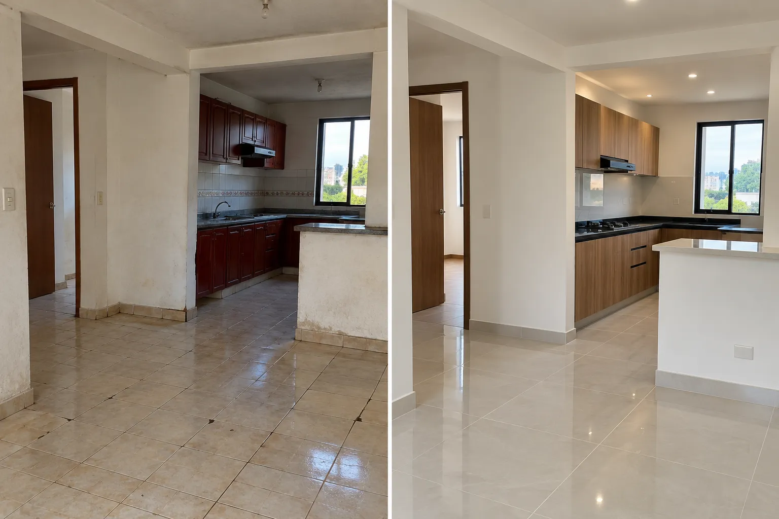 Antes y después de remodelación integral de vivienda en Popayán