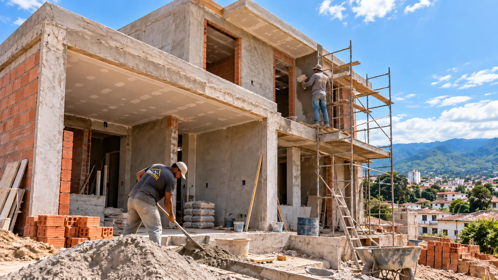 Casa en construcción en etapa de obra gris en Popayán
