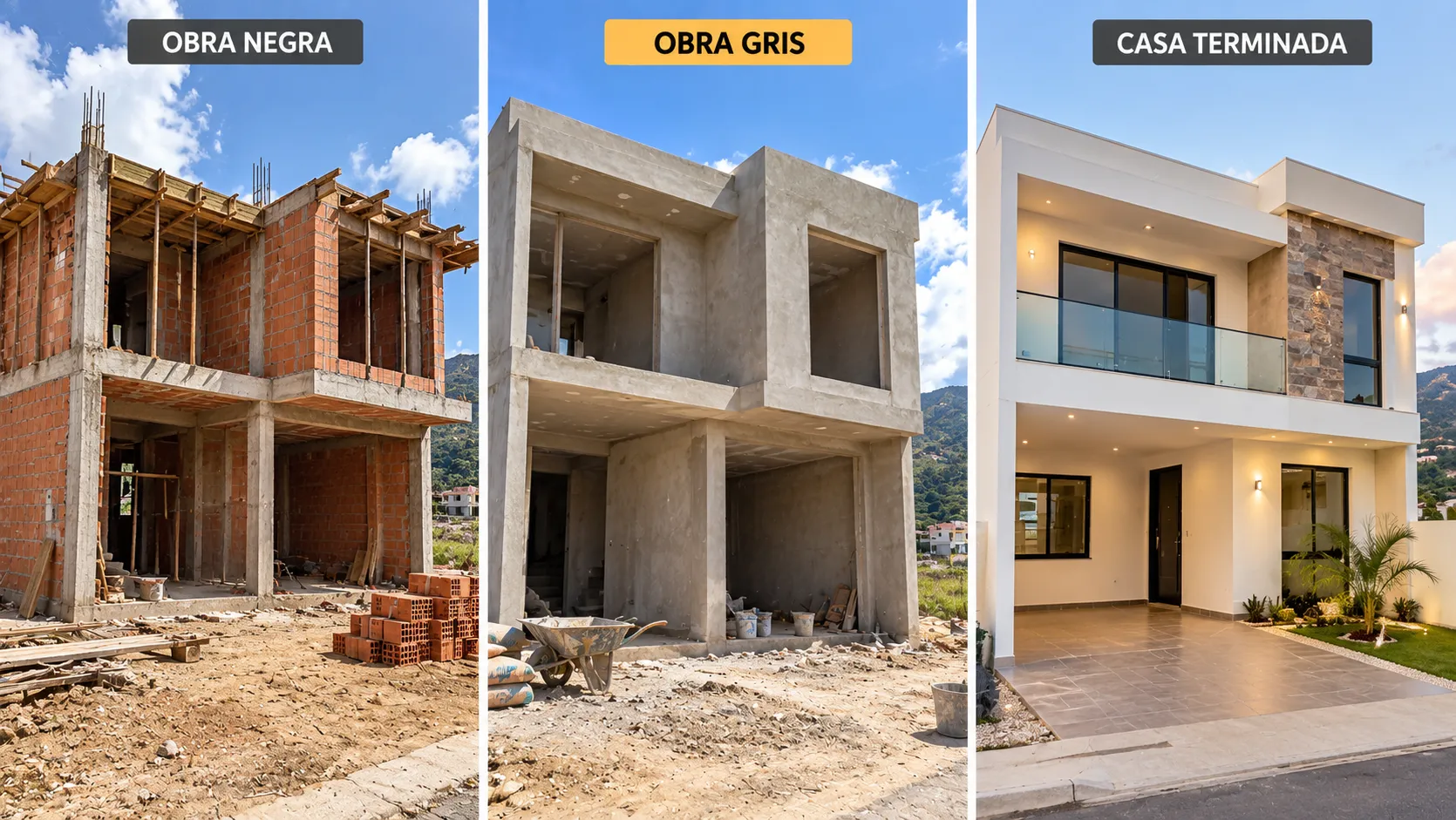Proceso de construcción de casa desde obra negra y obra gris hasta terminada en Popayán