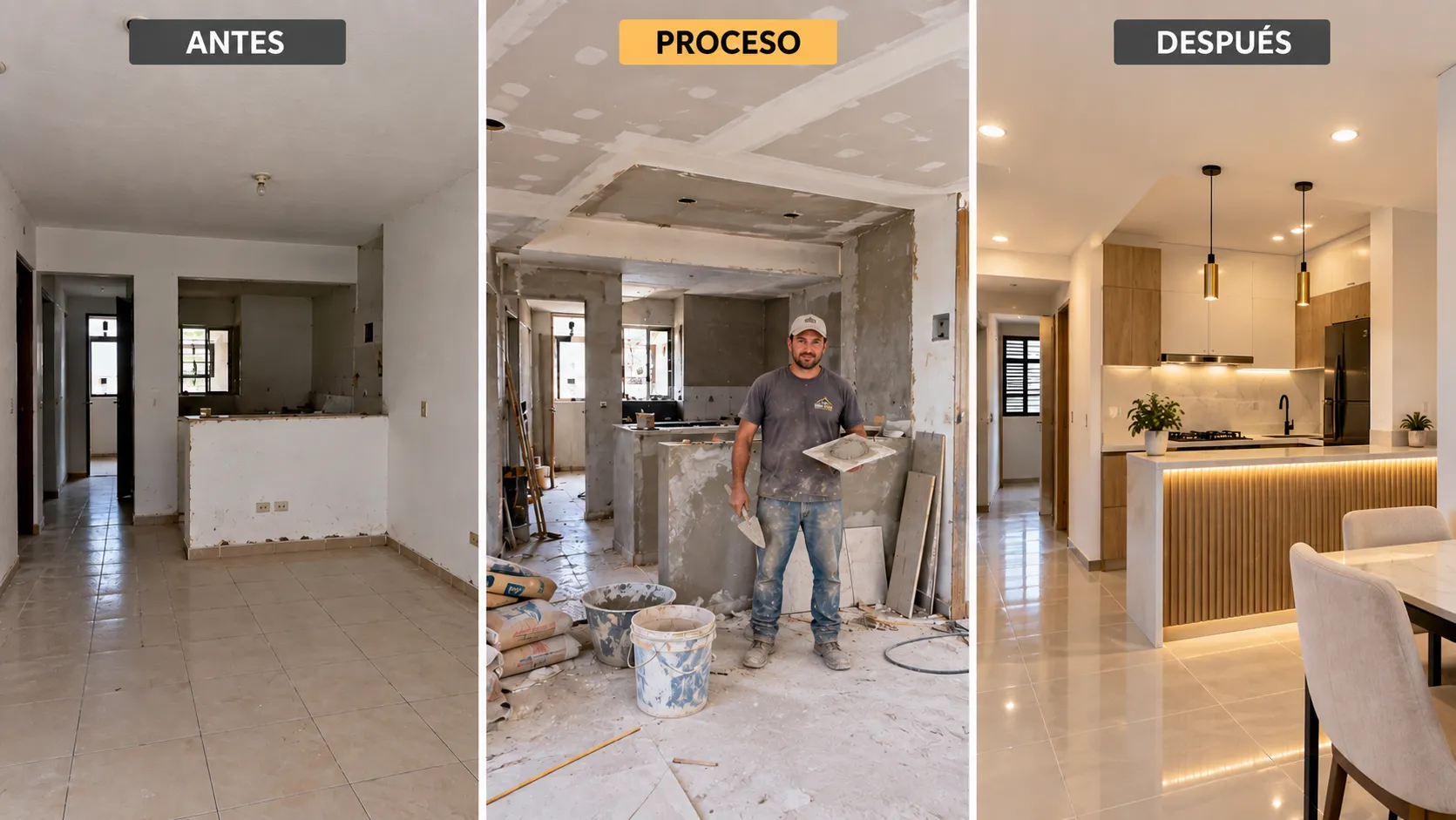 Antes, proceso y después de una remodelación integral en Popayán