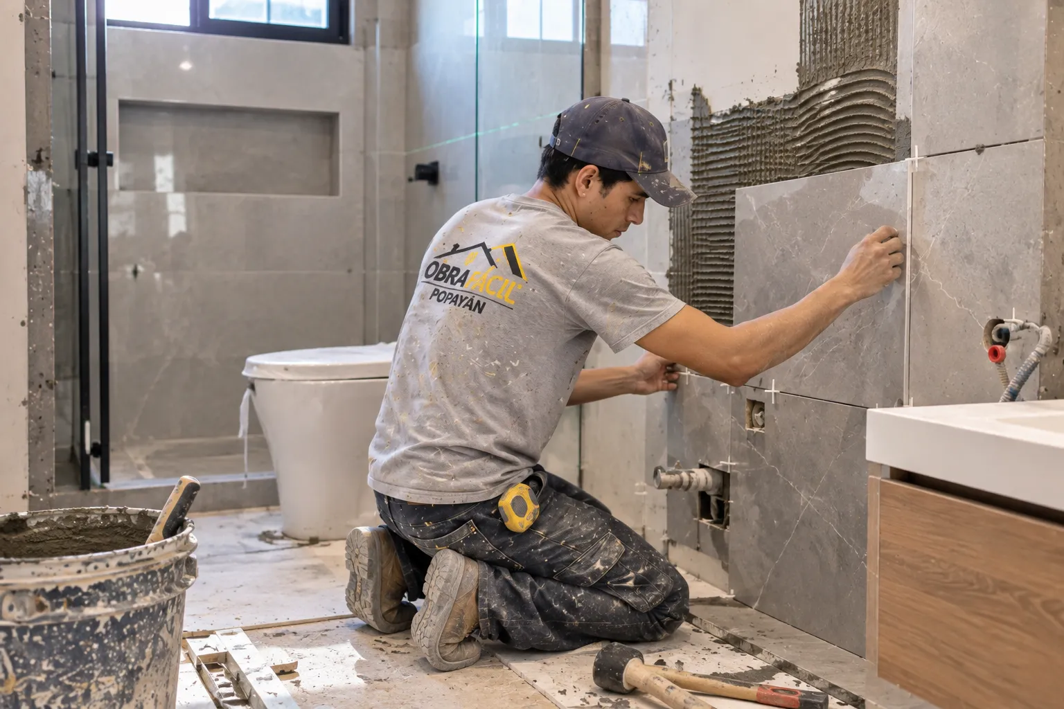 Remodelación de baño con nuevos pisos y enchapes