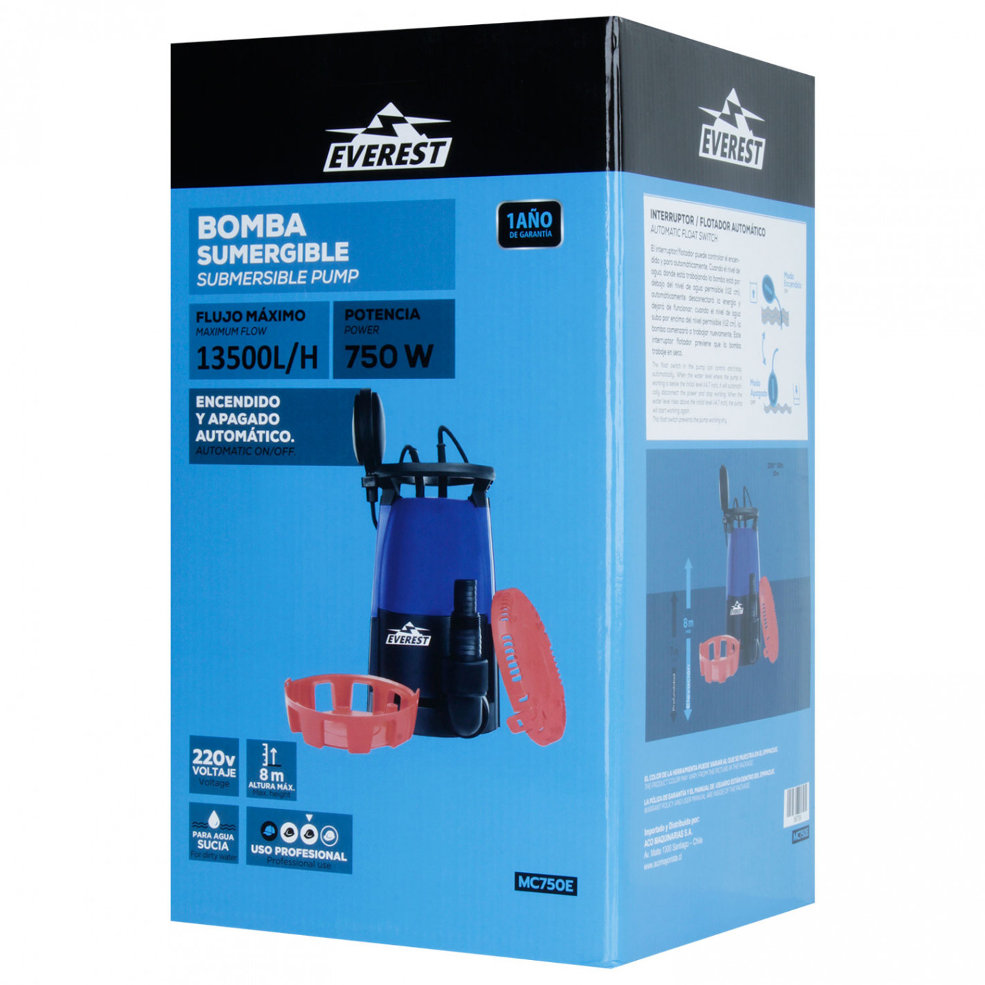 Bomba sumergible multifuncion 750w MC750E Everest 5