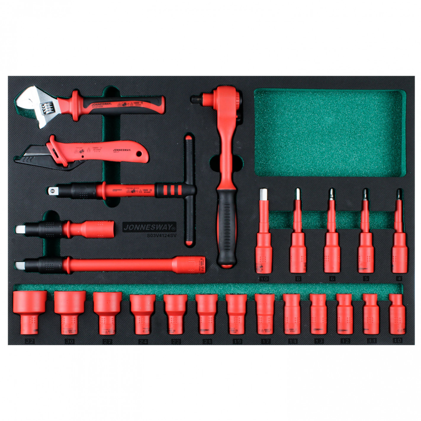 Bandeja 24 dados aislados 1/2" 1000v S03V4124SV Jonnesway