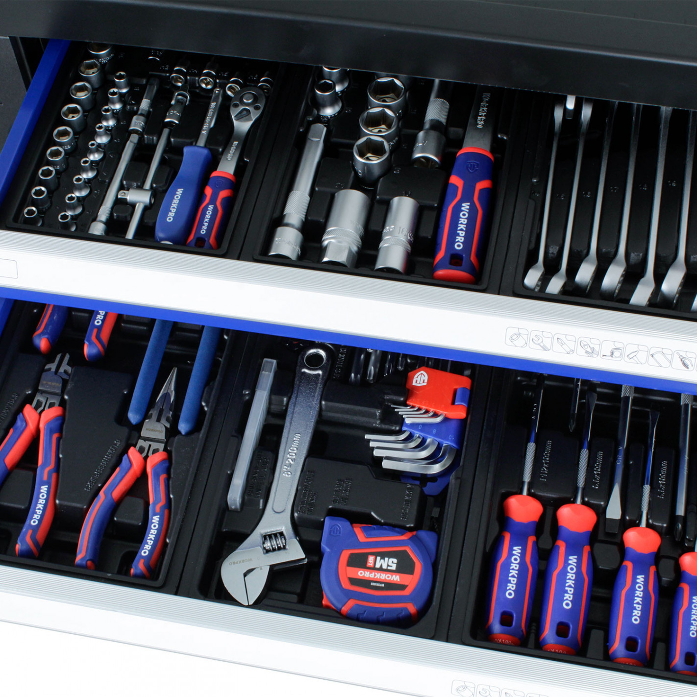 Carro con 193 herramientas WP209074 Workpro 7