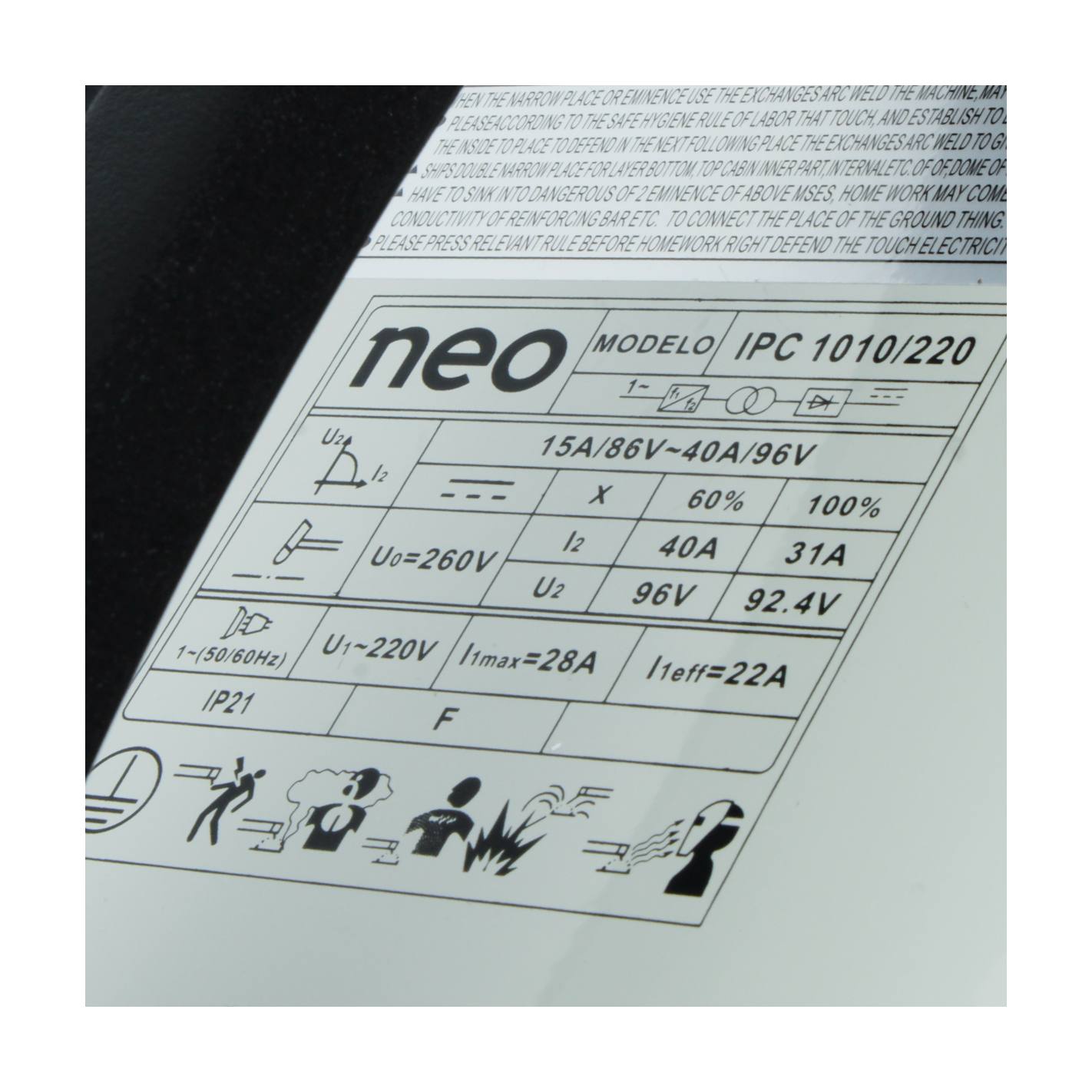 Cortadora por plasma 38a ip 1010/220 Neo 7