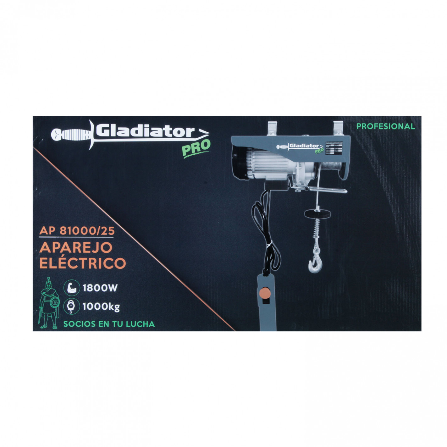 Tecle electrico 1000kg 1800w alzada 6-12mts ap810 Gladiator AP 81000/25 10