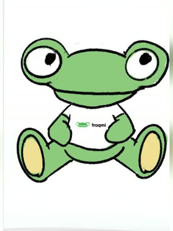 Diseño del personaje de Frogmi antes de fabricar el peluche