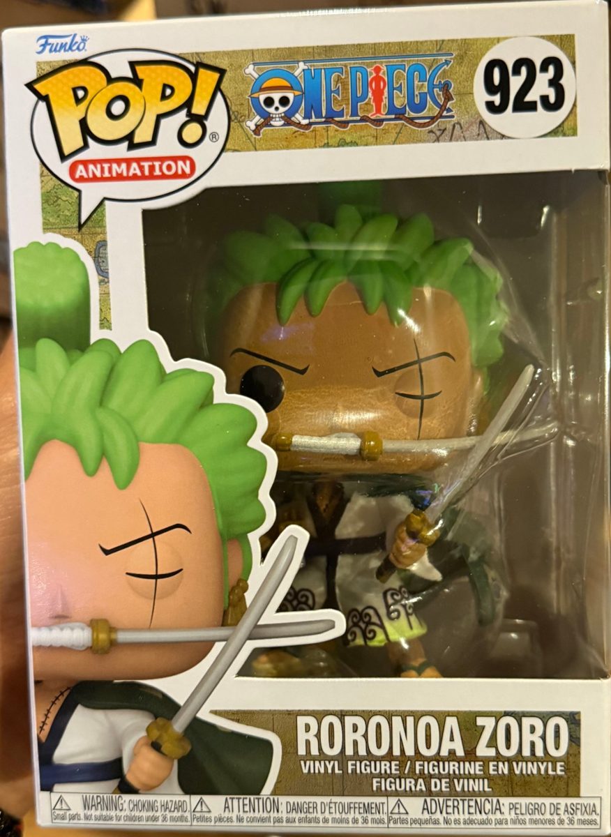Frente de la caja del Funko Pop Roronoa Zoro #923 de One Piece, línea Animation