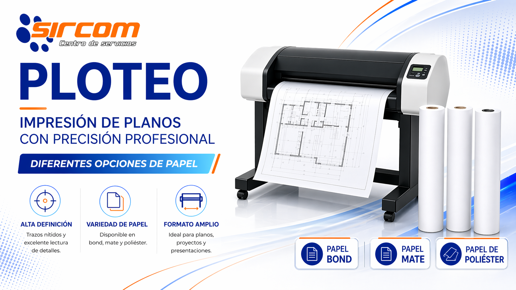 Servicio de ploteo de planos arquitectónicos y técnicos en gran formato Sircom