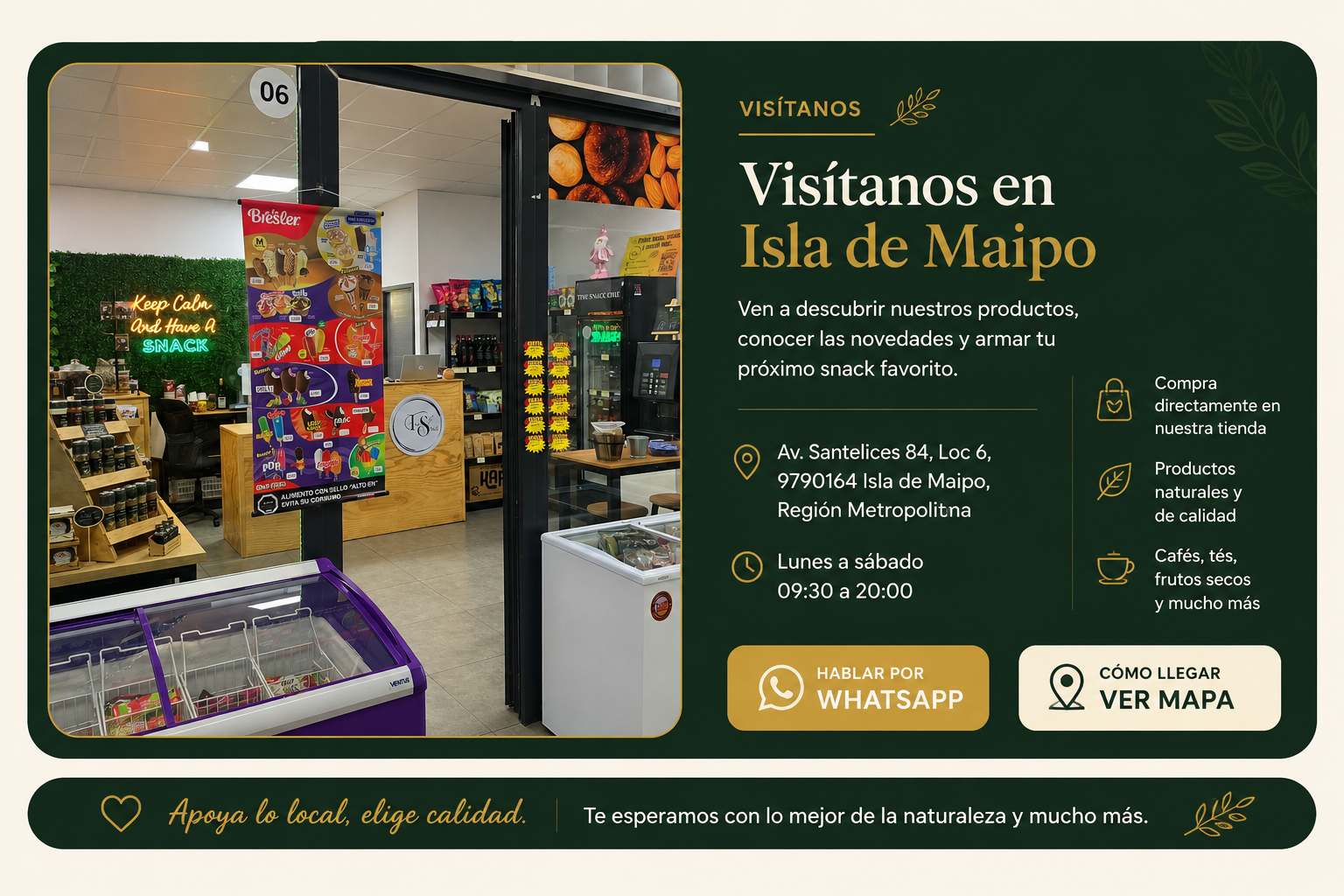 Visítanos en Time Snack Chile - Isla de Maipo