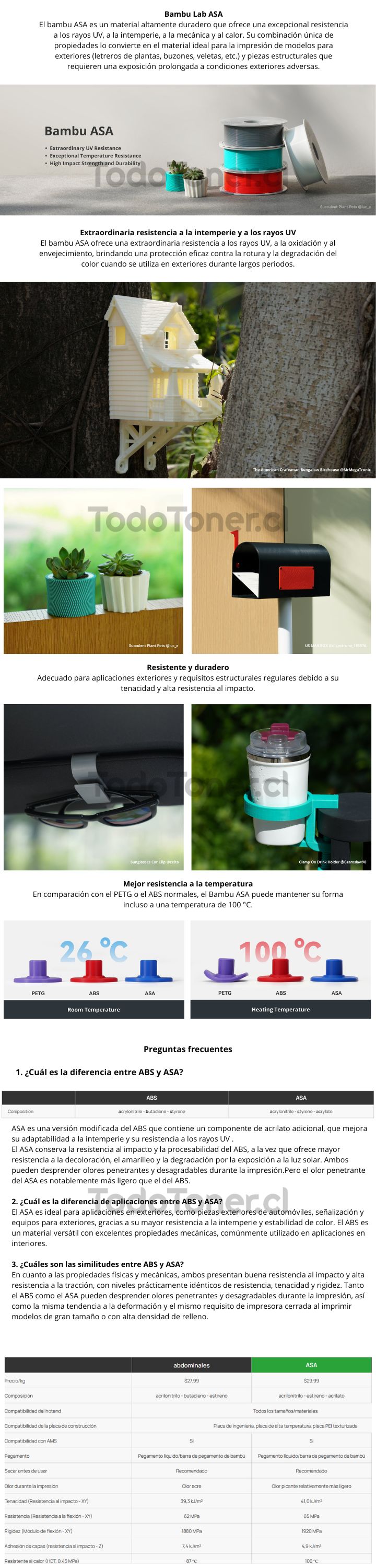 Filamento ASA Bambu Lab - Bobina 1kg color lienzo resistente UV