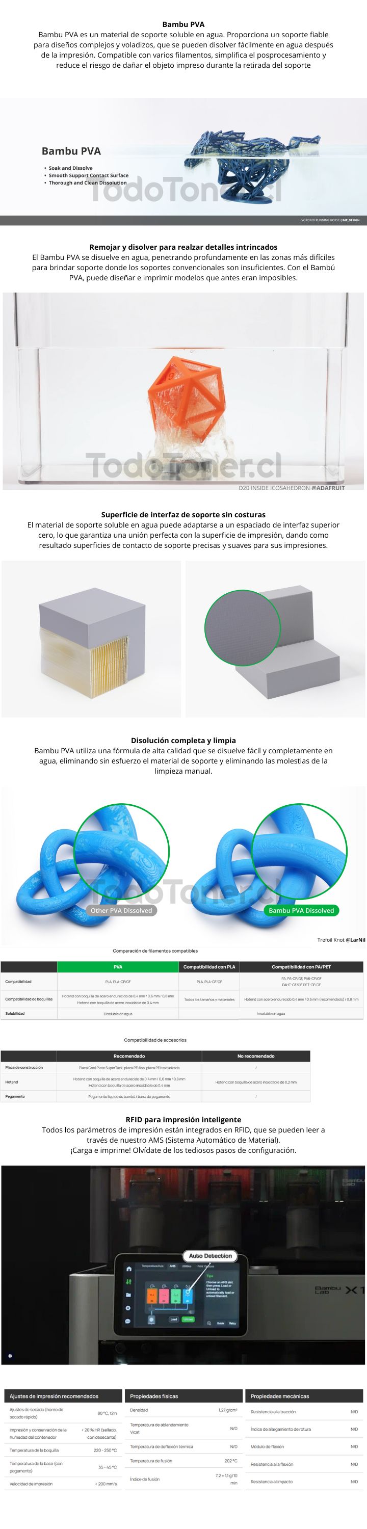 Filamento PVA Bambu Lab - Bobina 0.5kg soluble en agua